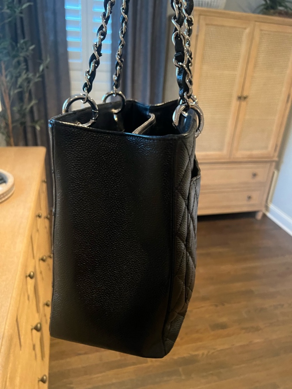 CHANEL Black Quilted Large CC Tote with Silver Hardware - Picture 6 of 8